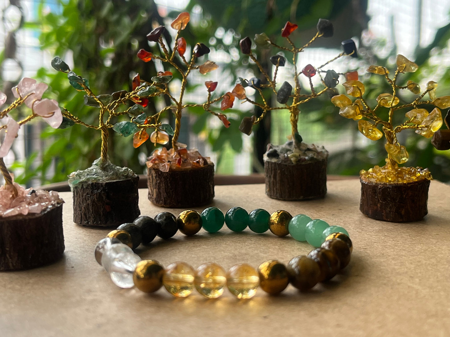 Dhan Yog Bracelet | 7 Gemstone Wealth Prosperity Crystal | Citrine Pyrite Tiger Eye Jade