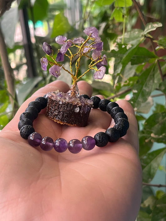 Amethyst Tree & Bracelet Set - Perfect Diwali Gift for Healing & Astrology | Free Shipping
