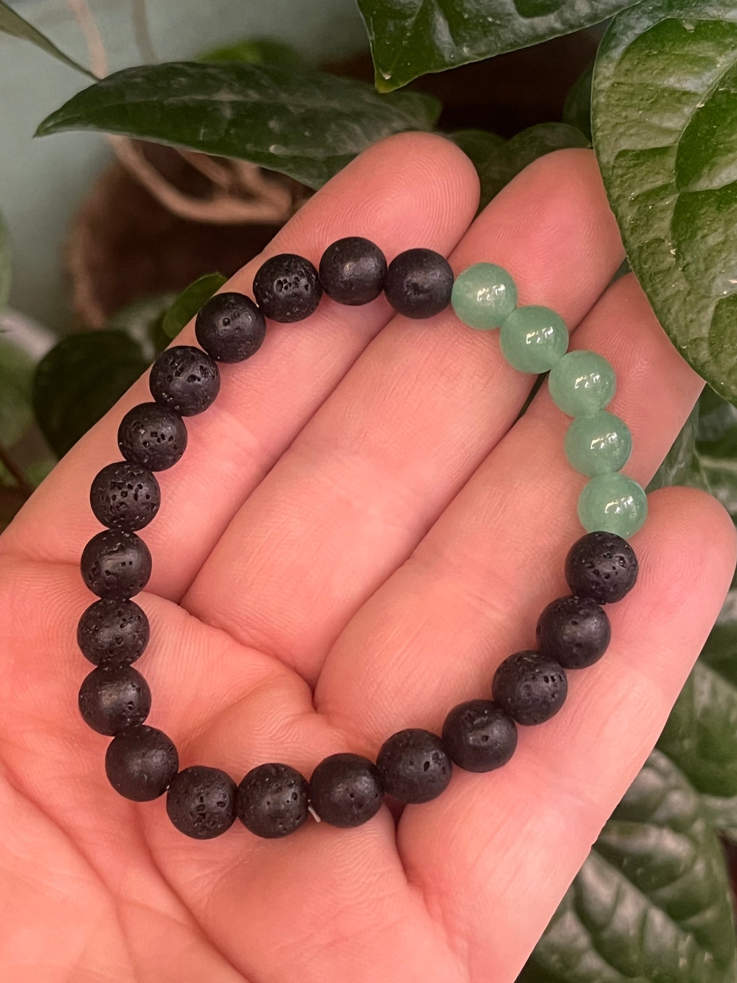Green Aventurine Lava Stone Bracelet + Complimentary Gemstone Surprise | Heart Chakra Luck Prosperity | Navratri Special