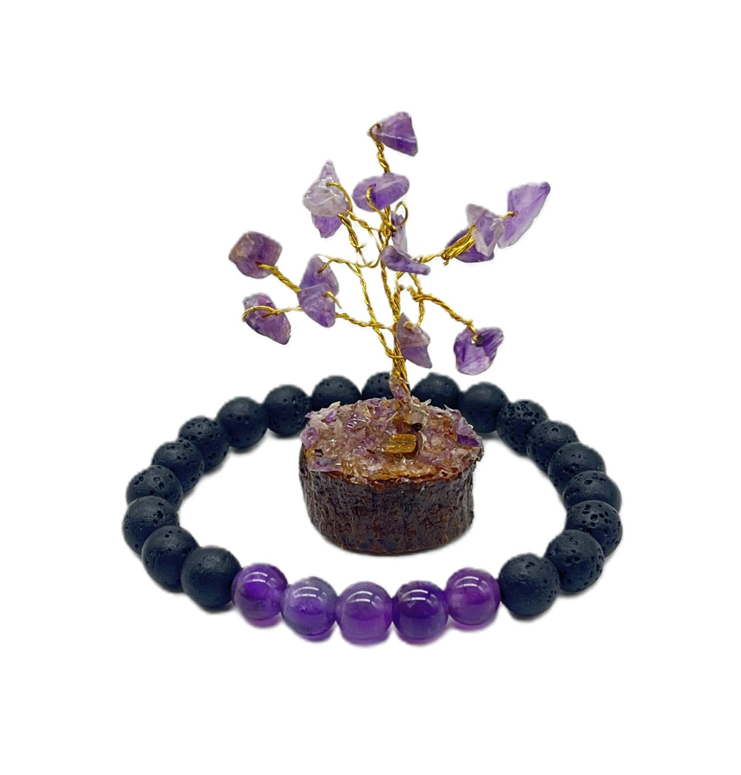 Amethyst Tree & Bracelet Set - Perfect Diwali Gift for Healing & Astrology | Free Shipping