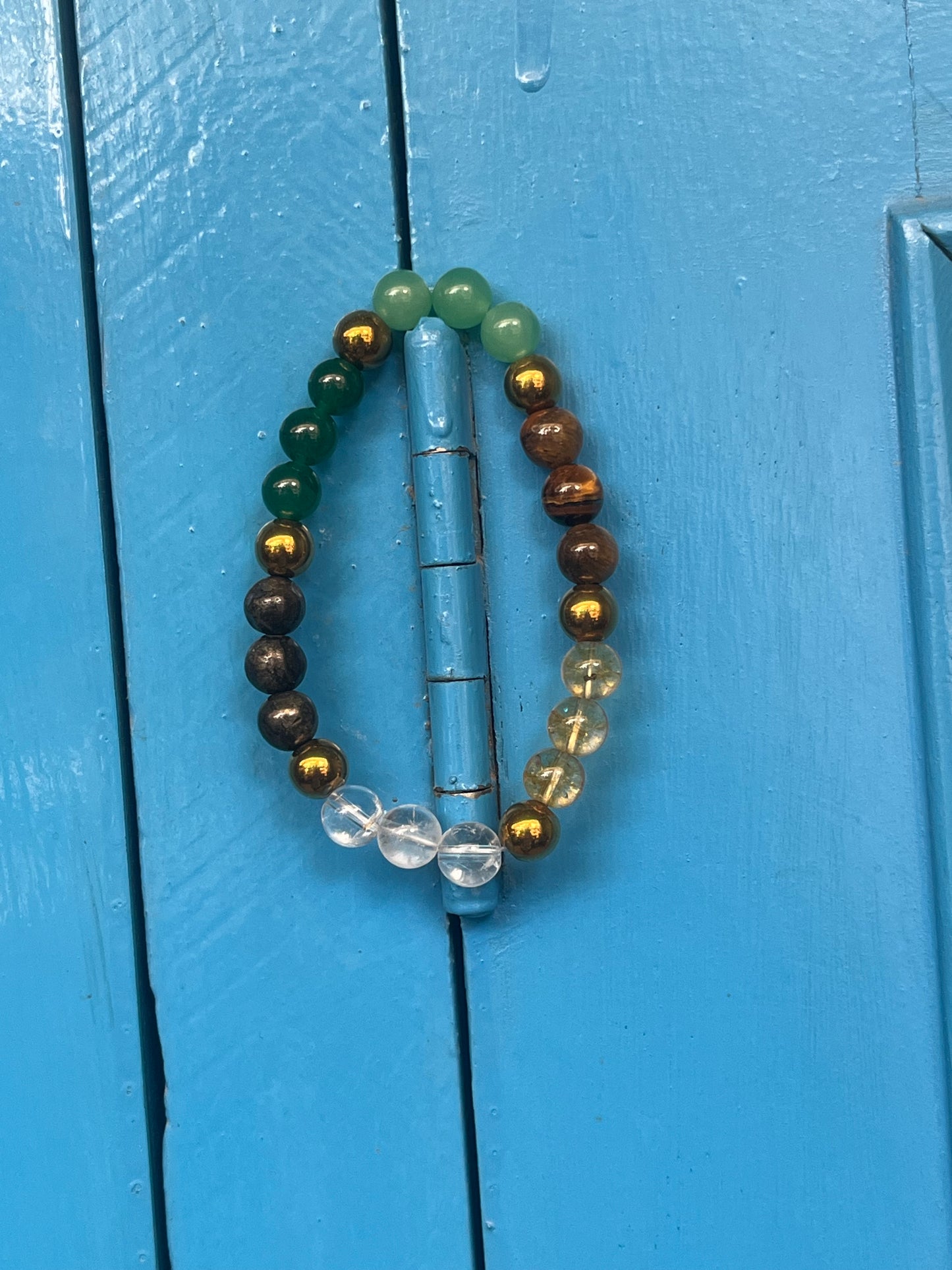 Dhan Yog Bracelet | 7 Gemstone Wealth Prosperity Crystal | Citrine Pyrite Tiger Eye Jade