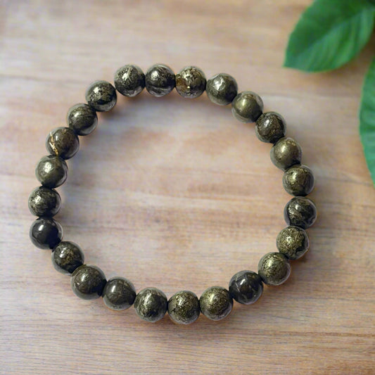 Pyrite money magnet bracelet for wealth prosperity and Leo zodiac crystal healing