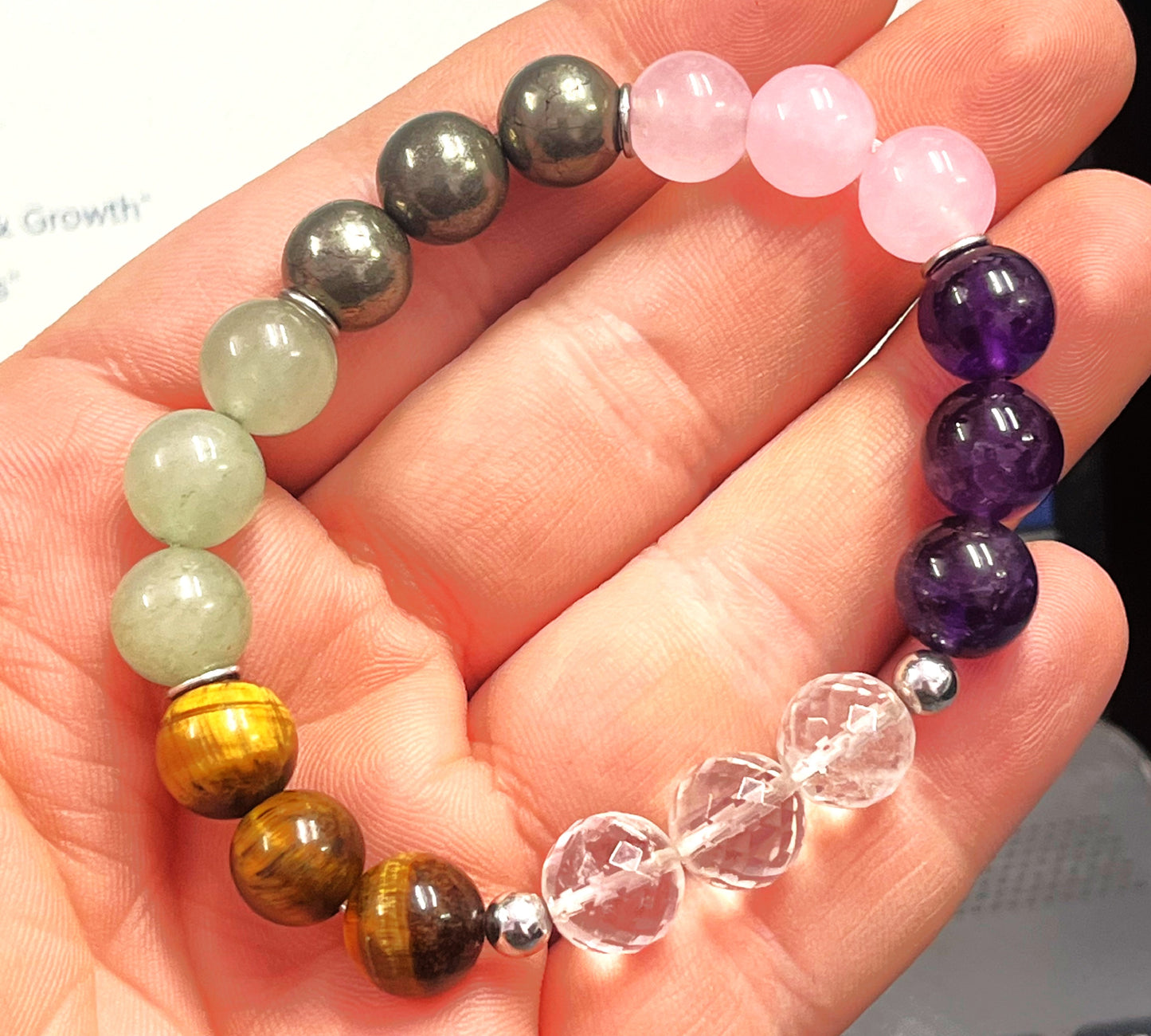 Premium Maha Dhan Vriddhi Bracelet | 925 Silver | Crystal Quartz Amethyst Tiger Eye Pyrite | Wealth & Prosperity