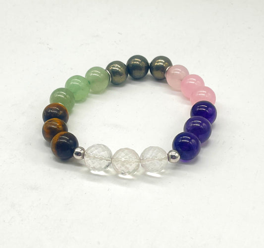 Premium Maha Dhan Vriddhi Bracelet | 925 Silver | Crystal Quartz Amethyst Tiger Eye Pyrite | Wealth & Prosperity
