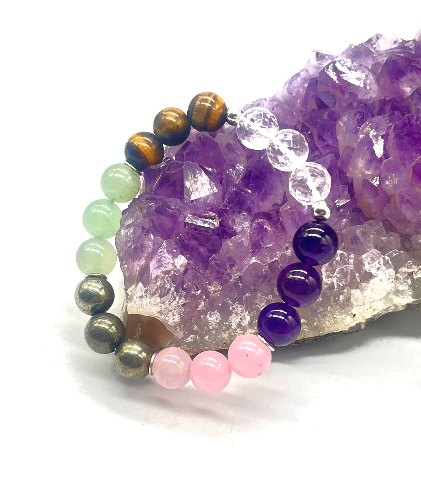 Premium Maha Dhan Vriddhi Bracelet | 925 Silver | Crystal Quartz Amethyst Tiger Eye Pyrite | Wealth & Prosperity