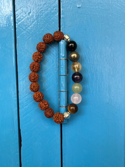 Luxury Rudraksh 7 Chakra Bracelet | 925 Sterling Silver | Divine Healing Crystal
