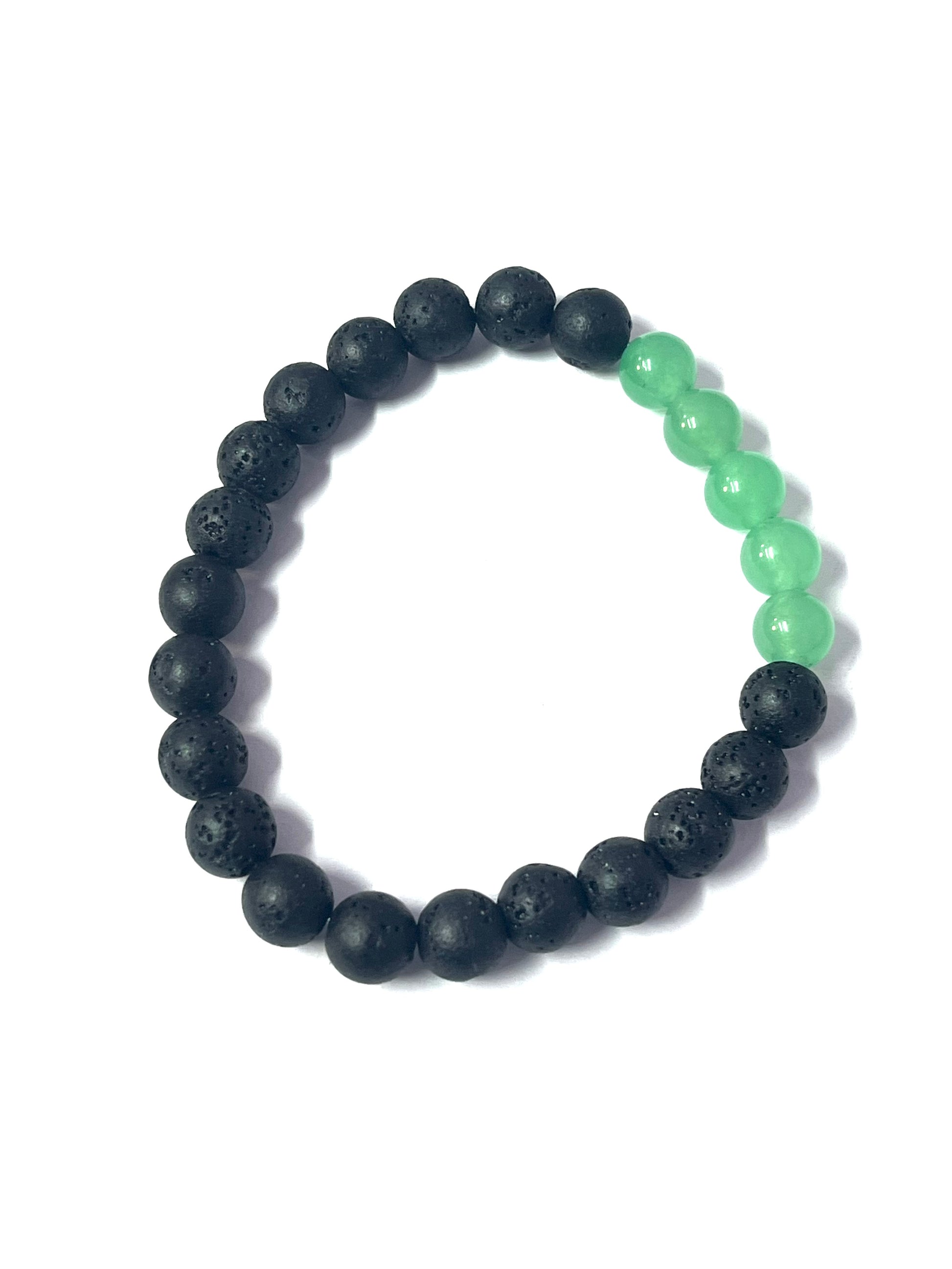 Green aventurine lava stone bracelet for heart chakra luck prosperity and emotional healing