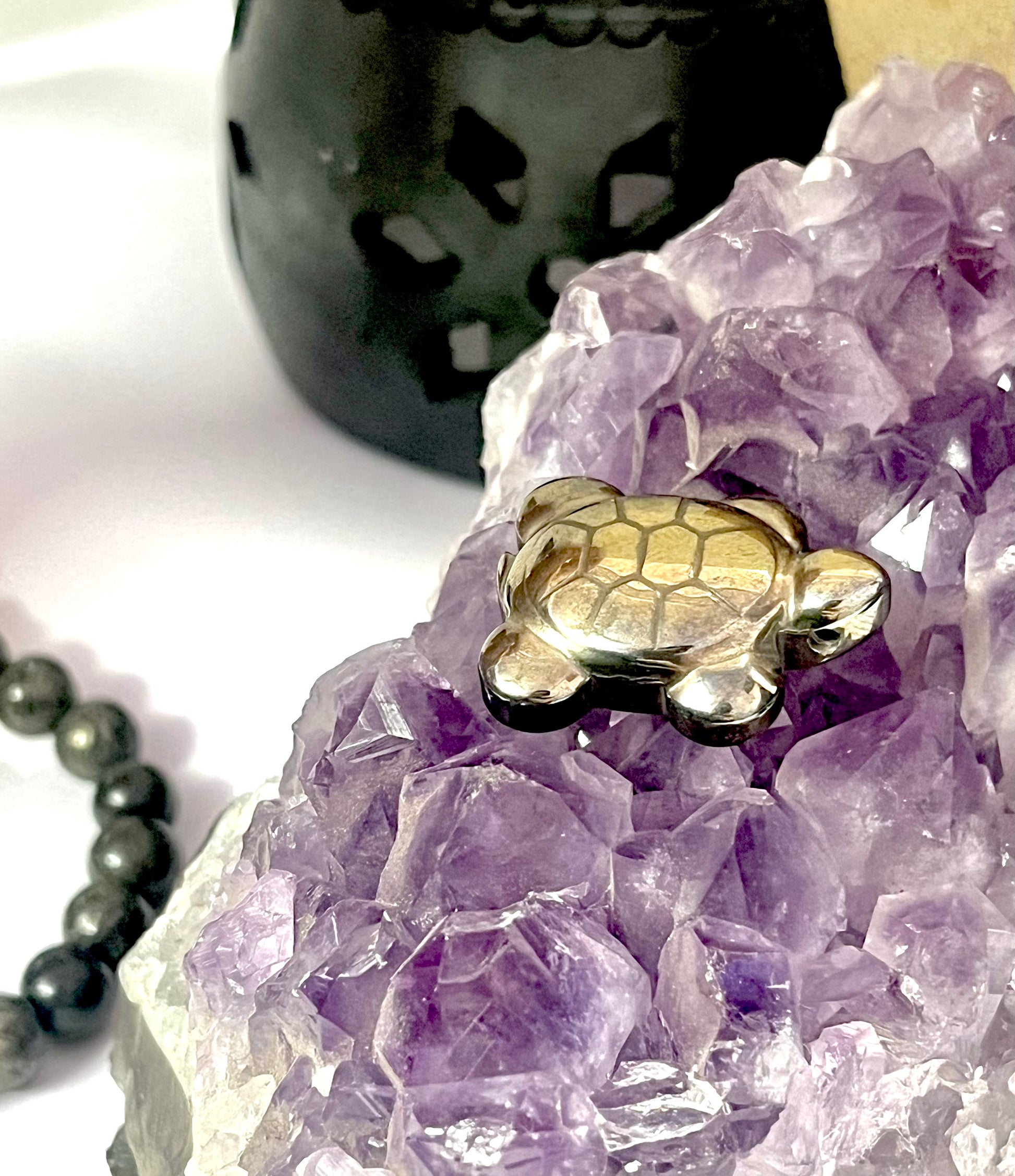 Pyrite turtle feng shui crystal for wealth protection and good luck astrology healing