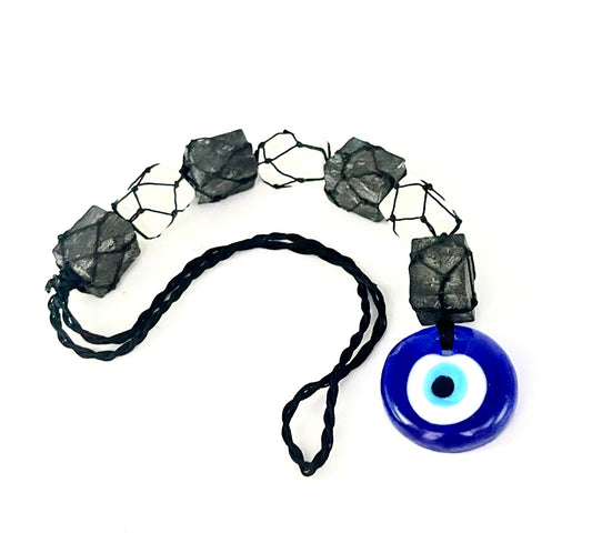 Black tourmaline selenite evil eye protector door hanging charm for spiritual protection