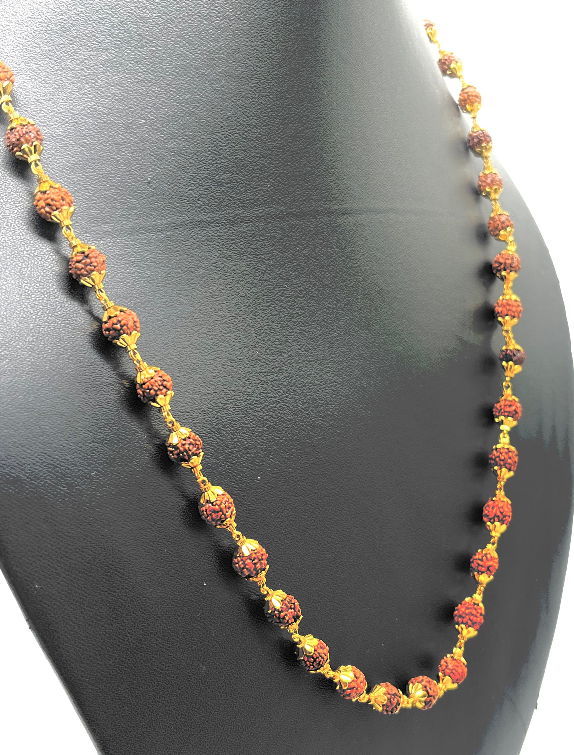 Elegant rudraksha necklace with gold plating for spiritual jewelry