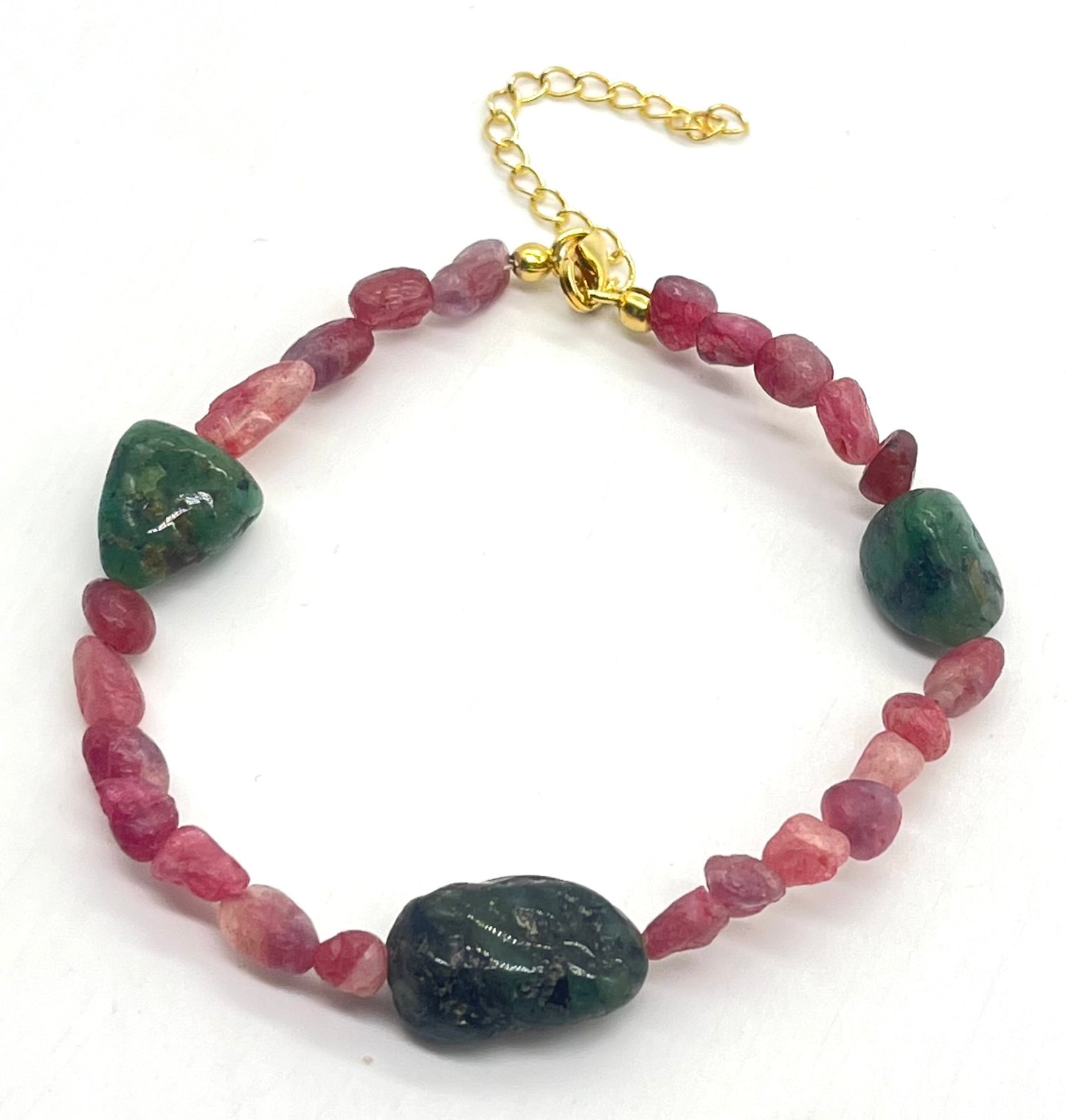Pink Tourmaline Emerald 925 Silver Healing Bracelet - Astrology Crystal Jewelry for Heart Chakra, Love & Abundance Manifestation