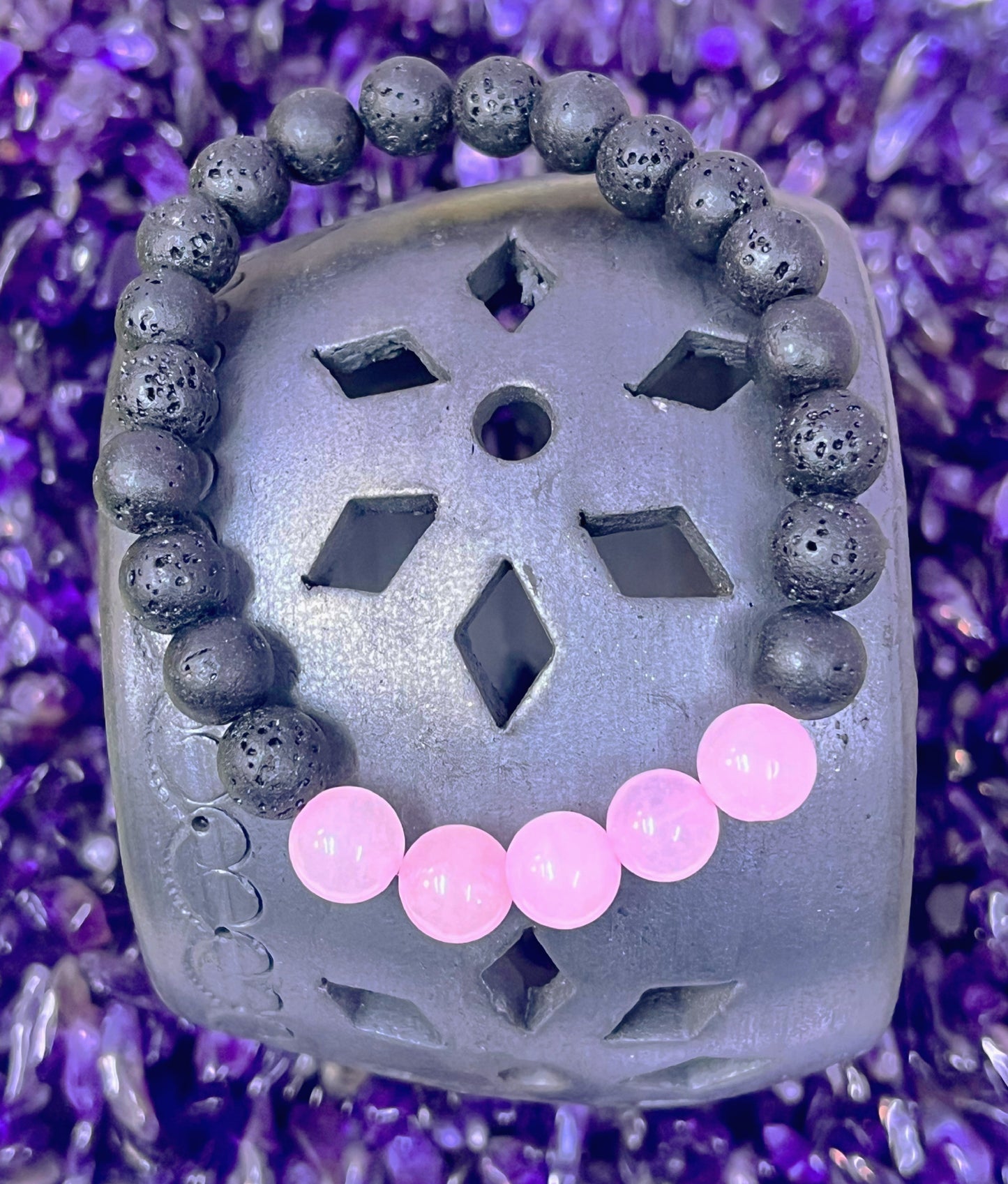 Rose Quartz Lava Stone Healing Bracelet - Channel Love & Positive Energy