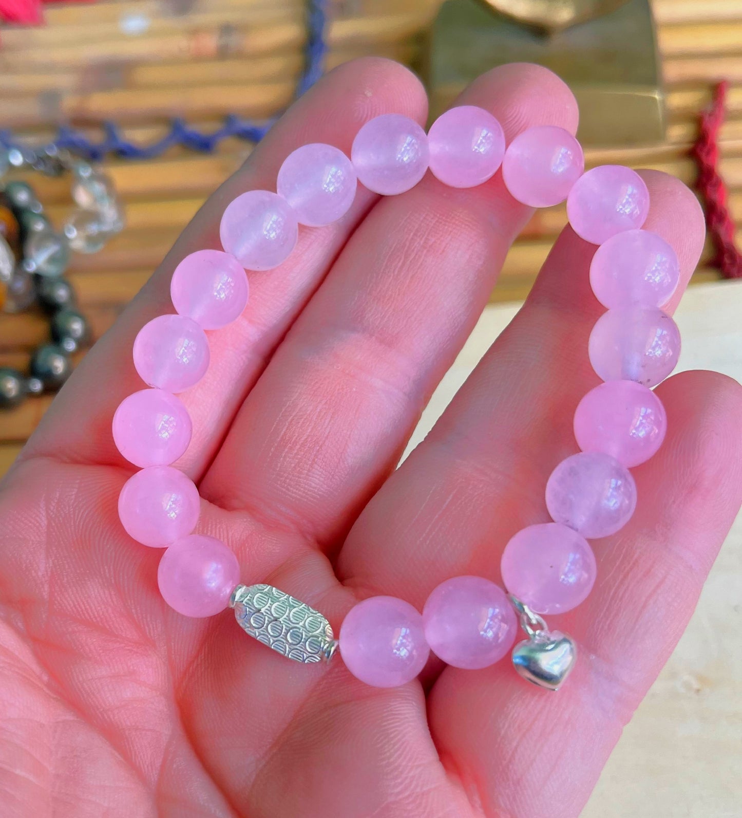 Premium Rose Quartz Bracelet 925 Silver | Luxury Large Beads | Free Shipping & Gift