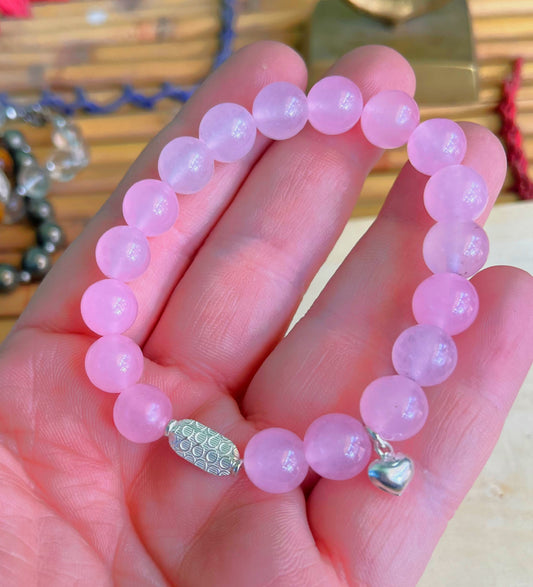 Premium Rose Quartz Bracelet 925 Silver | Luxury Large Beads | Free Shipping & Gift