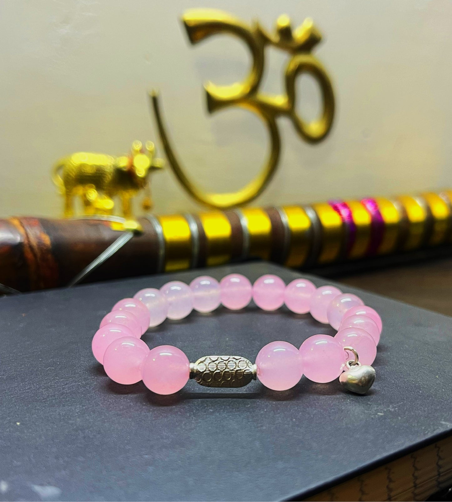 Premium rose quartz bracelet with 925 sterling silver and luxury large beads