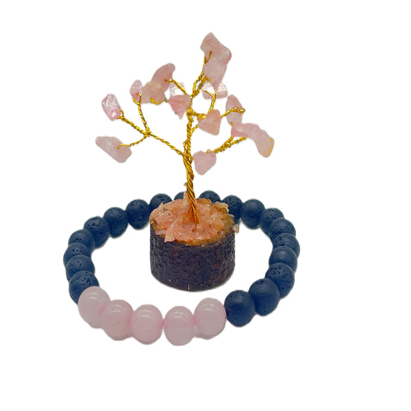 Rose Quartz Tree & Bracelet Set - Perfect Diwali Gift for Love & Emotional Healing | Free Shipping