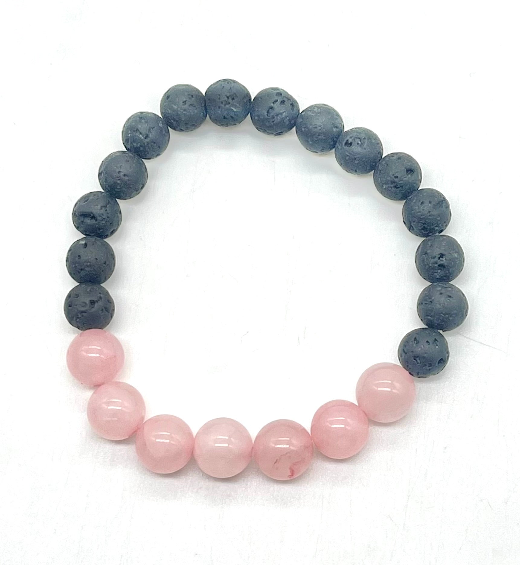 Rose quartz lava stone healing bracelet for love emotional healing and heart chakra activation