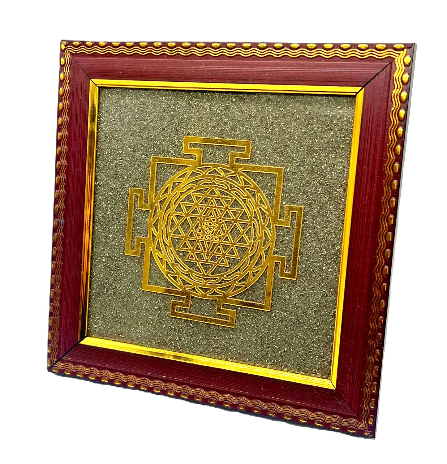 Pyrite Wooden Good Luck Frame - Diwali Gift | Astrological Good Luck Charm | Free Shipping