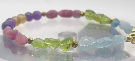 Multi-gemstone chakra healing bracelet with 6 natural stones for complete energy balance