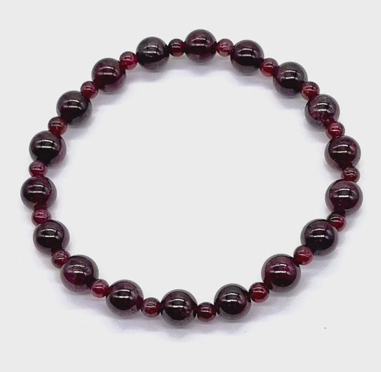 Garnet crystal properties and benefits description on white background