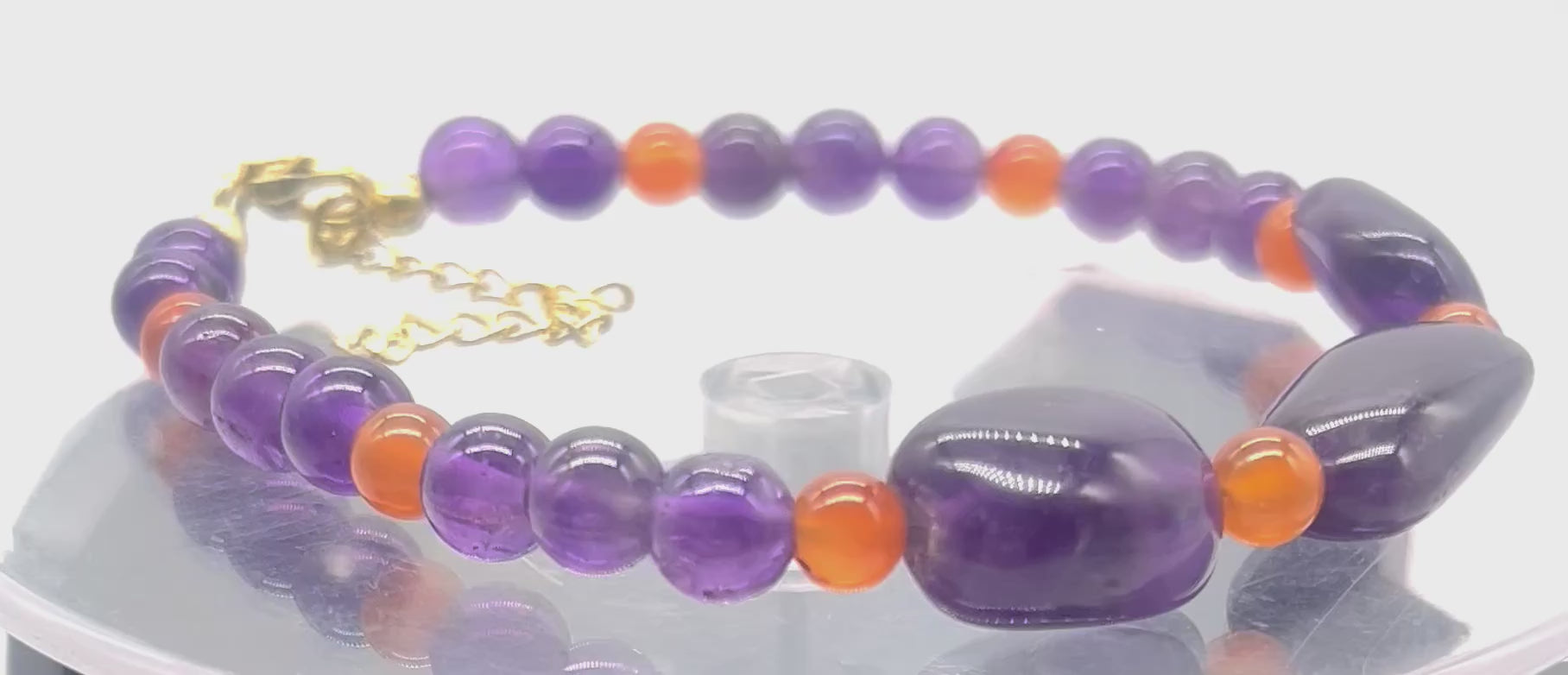 Amethyst carnelian 925 silver bracelet for inner peace emotional balance chakra healing