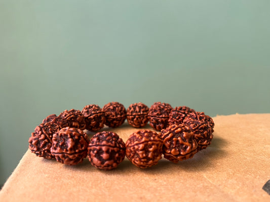 5 Mukhi Rudraksha Bracelet for Men - 15-18mm Original Beads | Divine Healing & Spiritual Protection