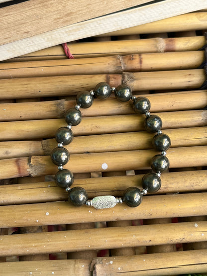 Premium 925 Silver Pyrite Bracelet 10mm - Money Magnet Healing Crystal for Wealth & Prosperity - RatnaSetu - Zodiac Bracelets & Healing Crystals India