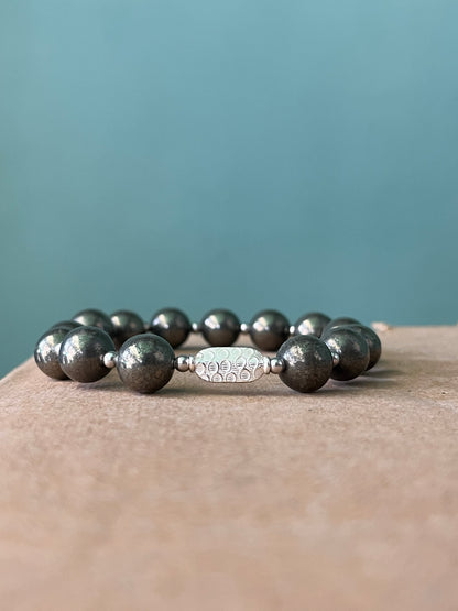 Premium 925 Silver Pyrite Bracelet 10mm - Money Magnet Healing Crystal for Wealth & Prosperity - RatnaSetu - Zodiac Bracelets & Healing Crystals India