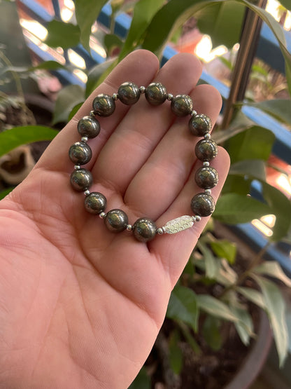 Premium 925 Silver Pyrite Bracelet 10mm - Money Magnet Healing Crystal for Wealth & Prosperity - RatnaSetu - Zodiac Bracelets & Healing Crystals India