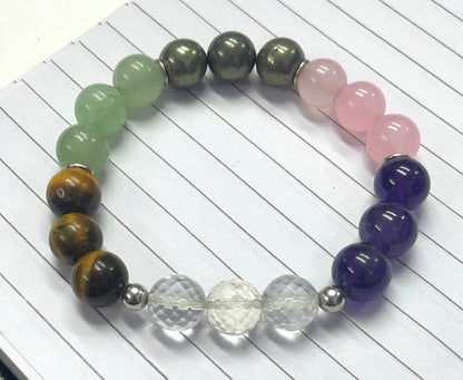 Premium Maha Dhan Vriddhi Bracelet | 925 Silver | Crystal Quartz Amethyst Tiger Eye Pyrite | Wealth & Prosperity