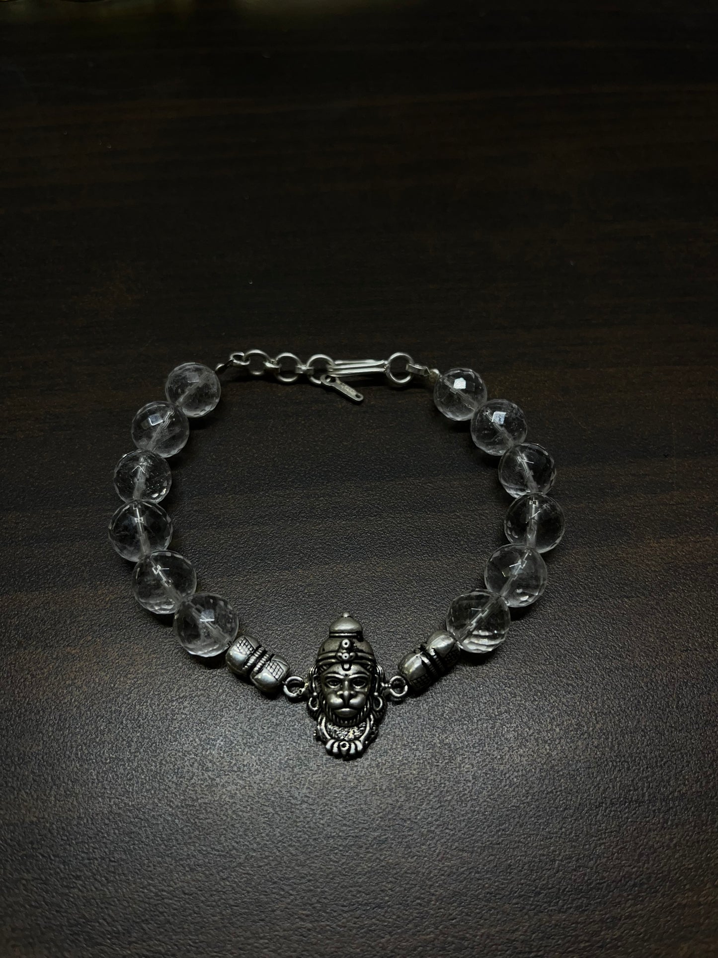 Premium 925 Silver Veer Hanuman Bracelet 10mm - Natural Crystal for Strength, Protection & Courage - RatnaSetu - Zodiac Bracelets & Healing Crystals India
