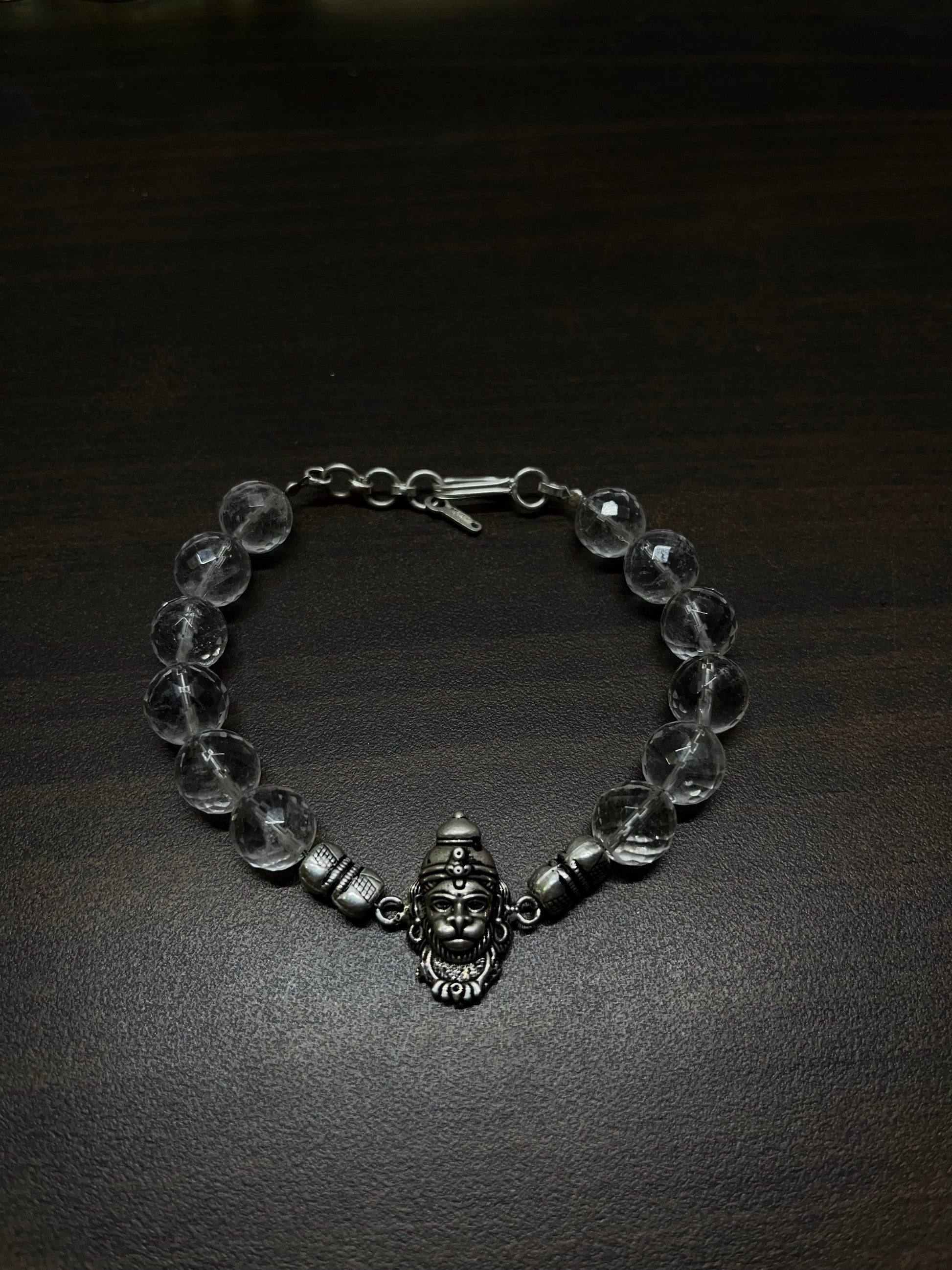 Premium 925 Silver Veer Hanuman Bracelet 10mm - Natural Crystal for Strength, Protection & Courage - RatnaSetu - Zodiac Bracelets & Healing Crystals India