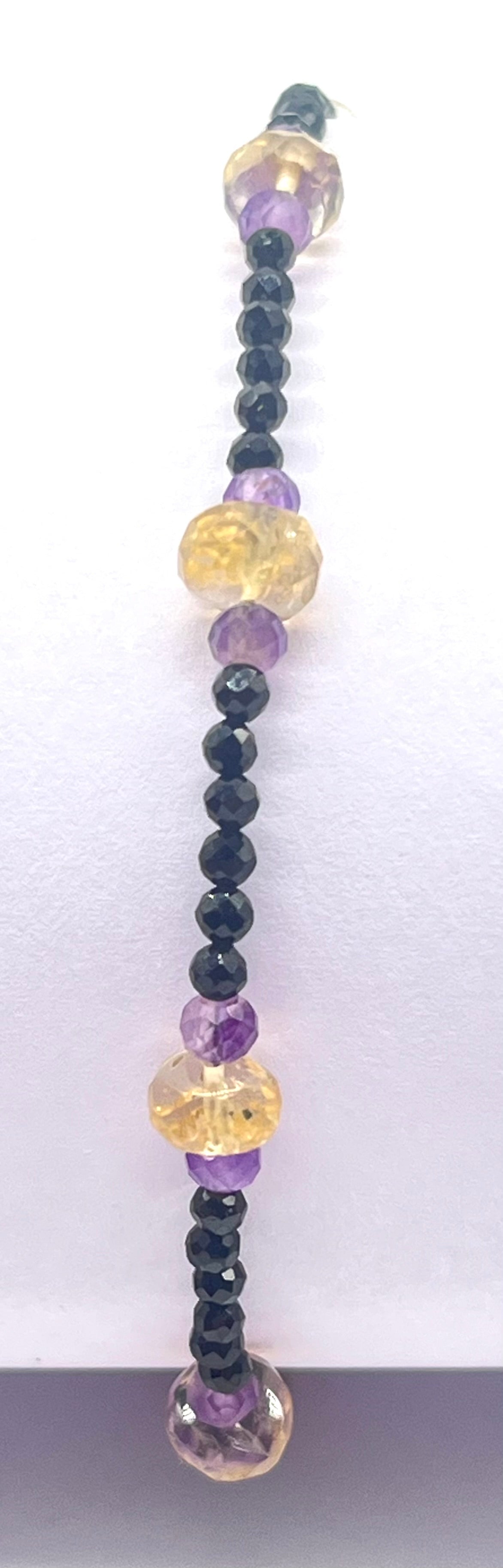 Amethyst Citrine 925 Silver Bracelet - Astrology Healing Jewelry for Crown & Solar Plexus Chakra Balance