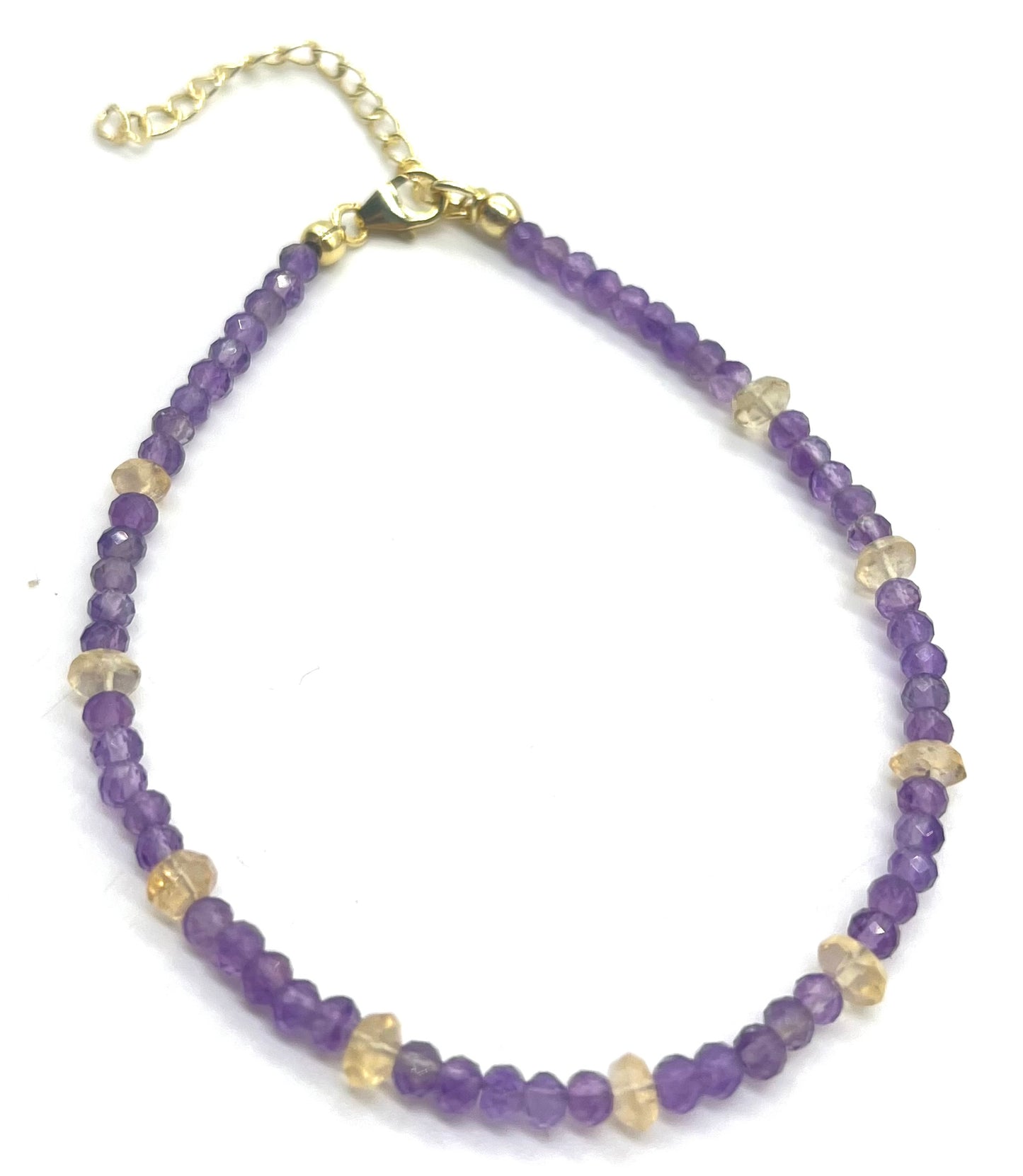 Amethyst Citrine 925 Silver Bracelet - Astrology Healing Jewelry for Crown & Solar Plexus Chakra Balance