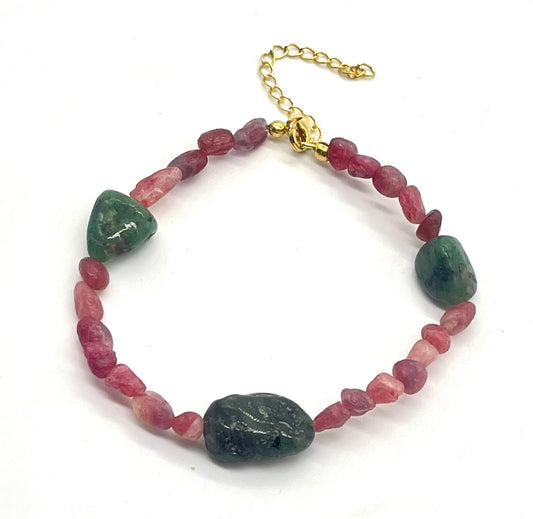 Pink Tourmaline Emerald 925 Silver Healing Bracelet - Astrology Crystal Jewelry for Heart Chakra, Love & Abundance Manifestation