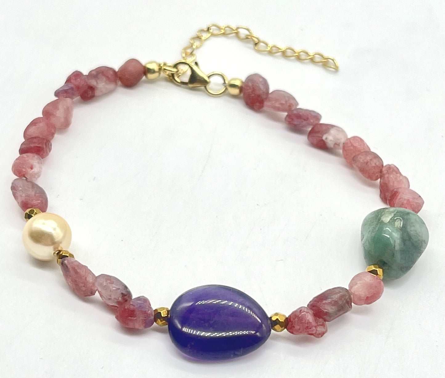 Pink Tourmaline Emerald Amethyst Hematite 925 Silver Bracelet - Astrology Healing Jewelry for Love, Grounding Chakra Balance