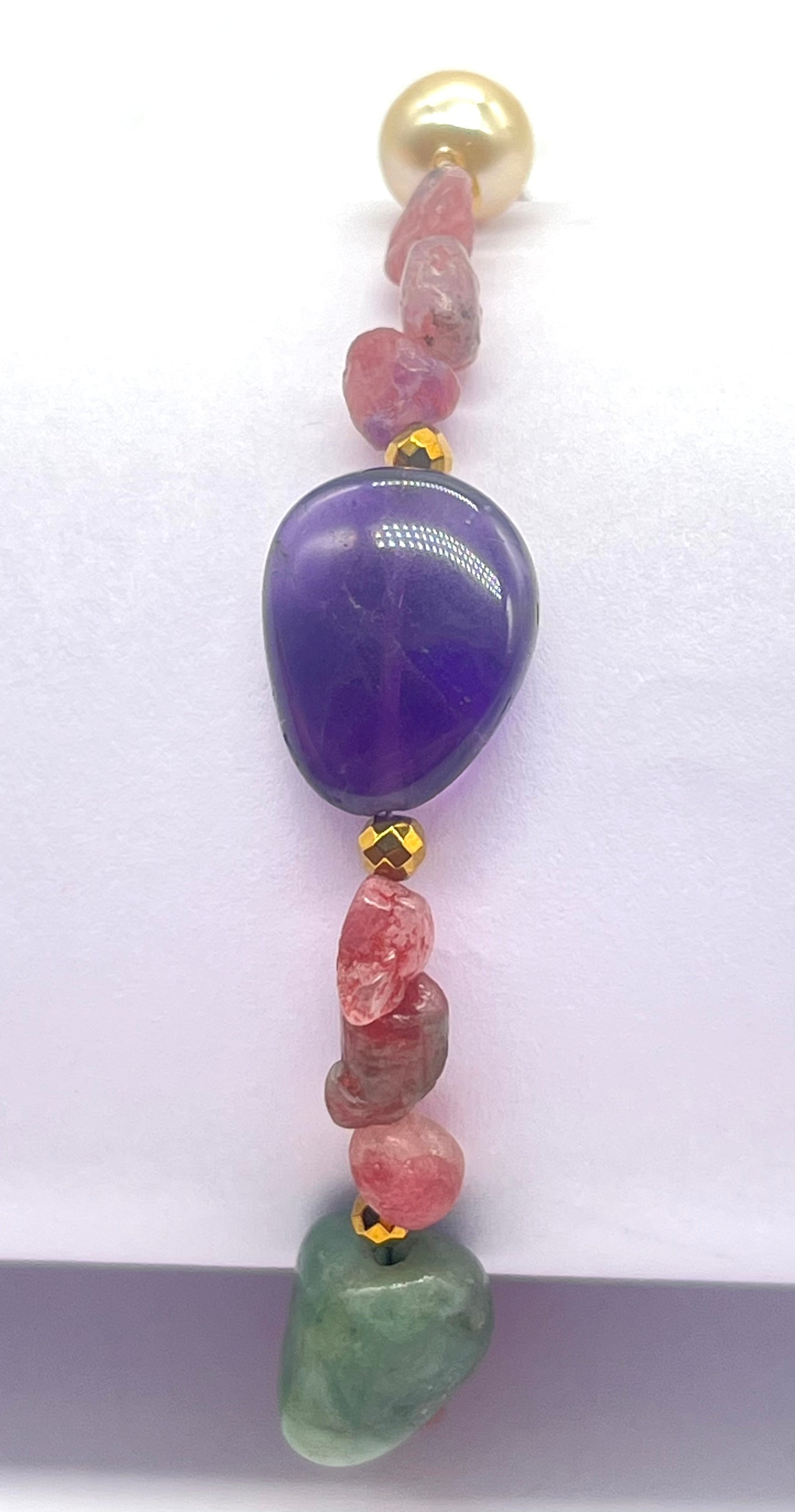 Pink Tourmaline Emerald Amethyst Hematite 925 Silver Bracelet - Astrology Healing Jewelry for Love, Grounding Chakra Balance