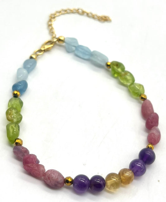 Multi-Gemstone Chakra Healing Bracelet - 6 Stones for Complete Energy Balance | Halloween Crystal Jewelry