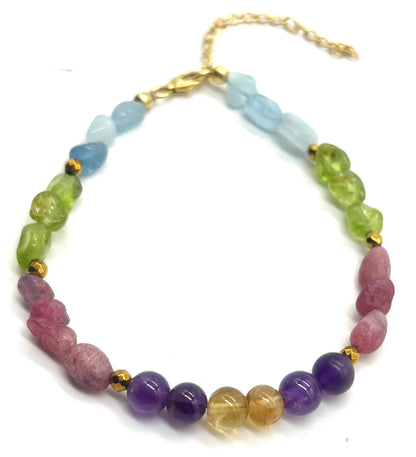 Seven chakra bracelet with amethyst citrine aventurine for spiritual alignment