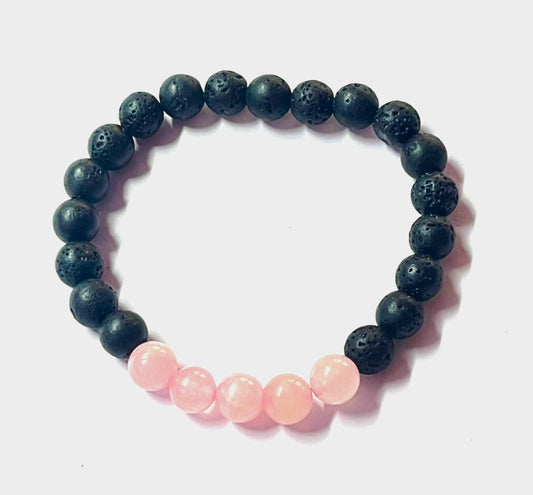 Rose Quartz Lava Stone Healing Bracelet - Channel Love &amp; Positive Energy