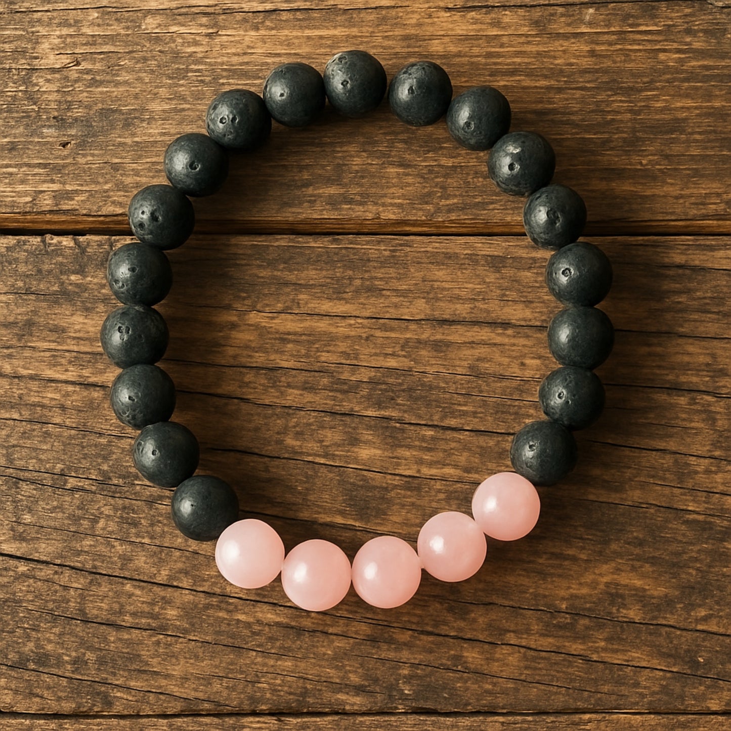 Rose Quartz Lava Stone Healing Bracelet - Channel Love &amp; Positive Energy