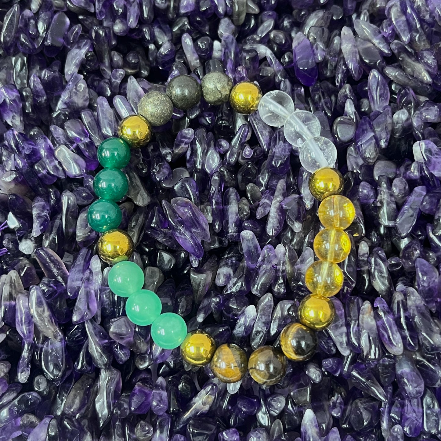 Dhan Yog Bracelet - 7 Gemstone Crystal for Wealth & Prosperity | Citrine Pyrite Tiger Eye Jade