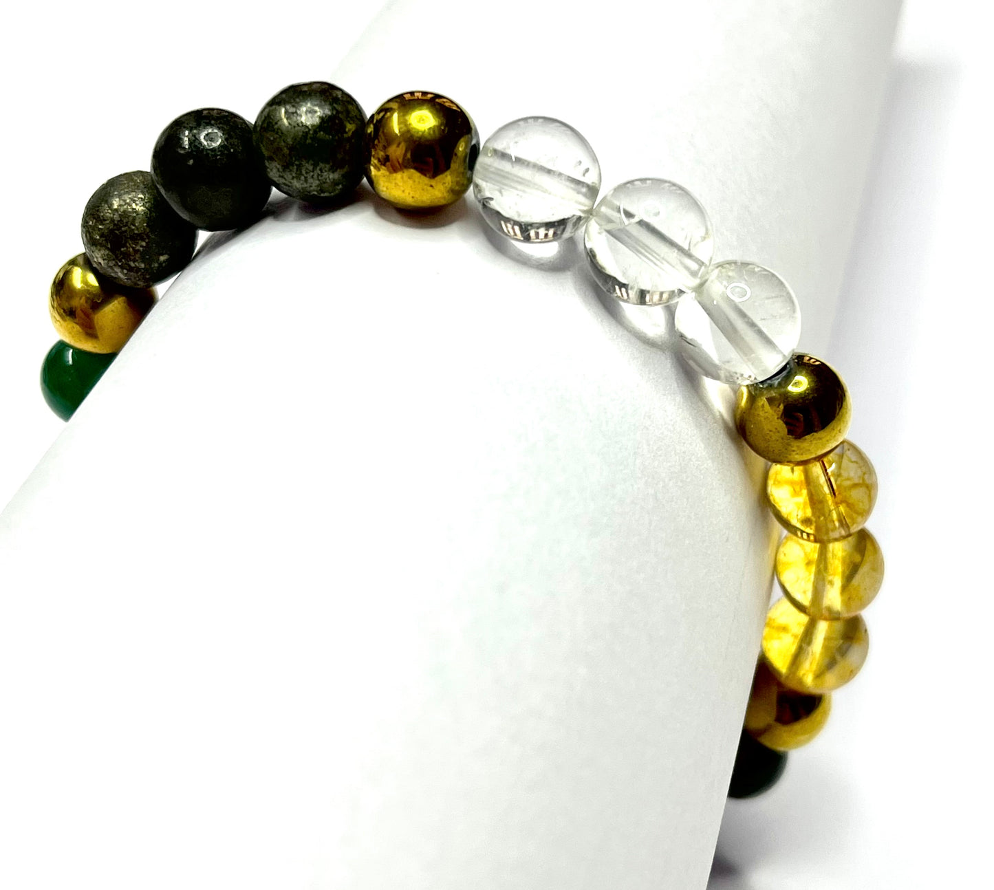 Dhan Yog Bracelet - 7 Gemstone Crystal for Wealth & Prosperity | Citrine Pyrite Tiger Eye Jade