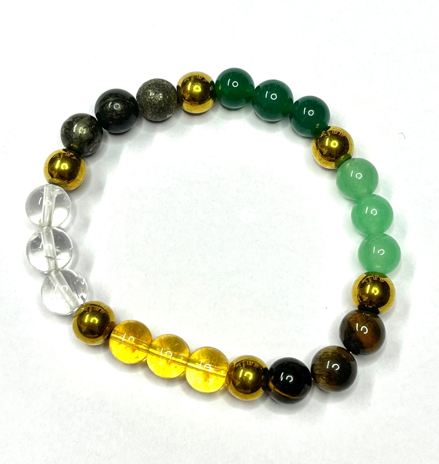 Dhan Yog Bracelet - 7 Gemstone Crystal for Wealth & Prosperity | Citrine Pyrite Tiger Eye Jade