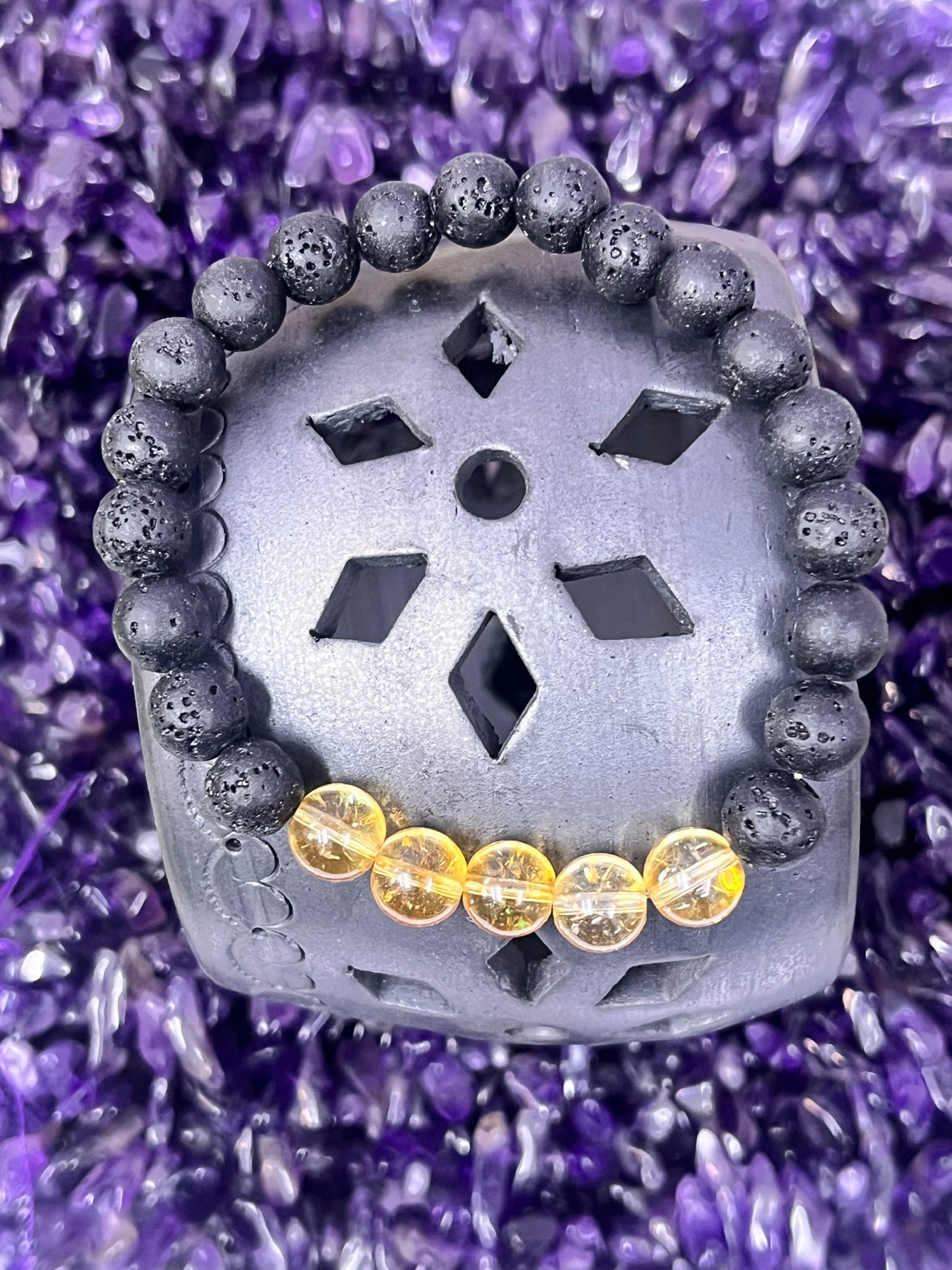 Citrine Lava Stone Bracelet for Business Success and Opportunity Booster