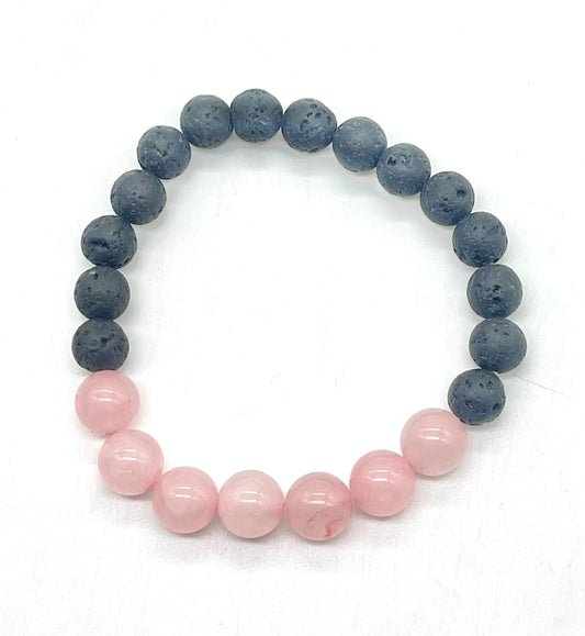 Rose Quartz Lava Stone Healing Bracelet - Love, Emotional Healing & Courage Enhancer Crystal Astrology Jewelry