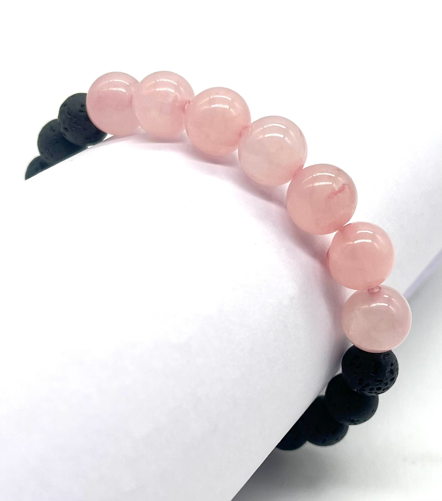 Rose Quartz Lava Stone Healing Bracelet - Love, Emotional Healing & Courage Enhancer Crystal Astrology Jewelry
