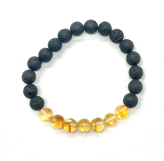 Citrine Lava Stone Bracelet - Astrology Jewelry for Solar Plexus Chakra, Abundance & Success Manifestation