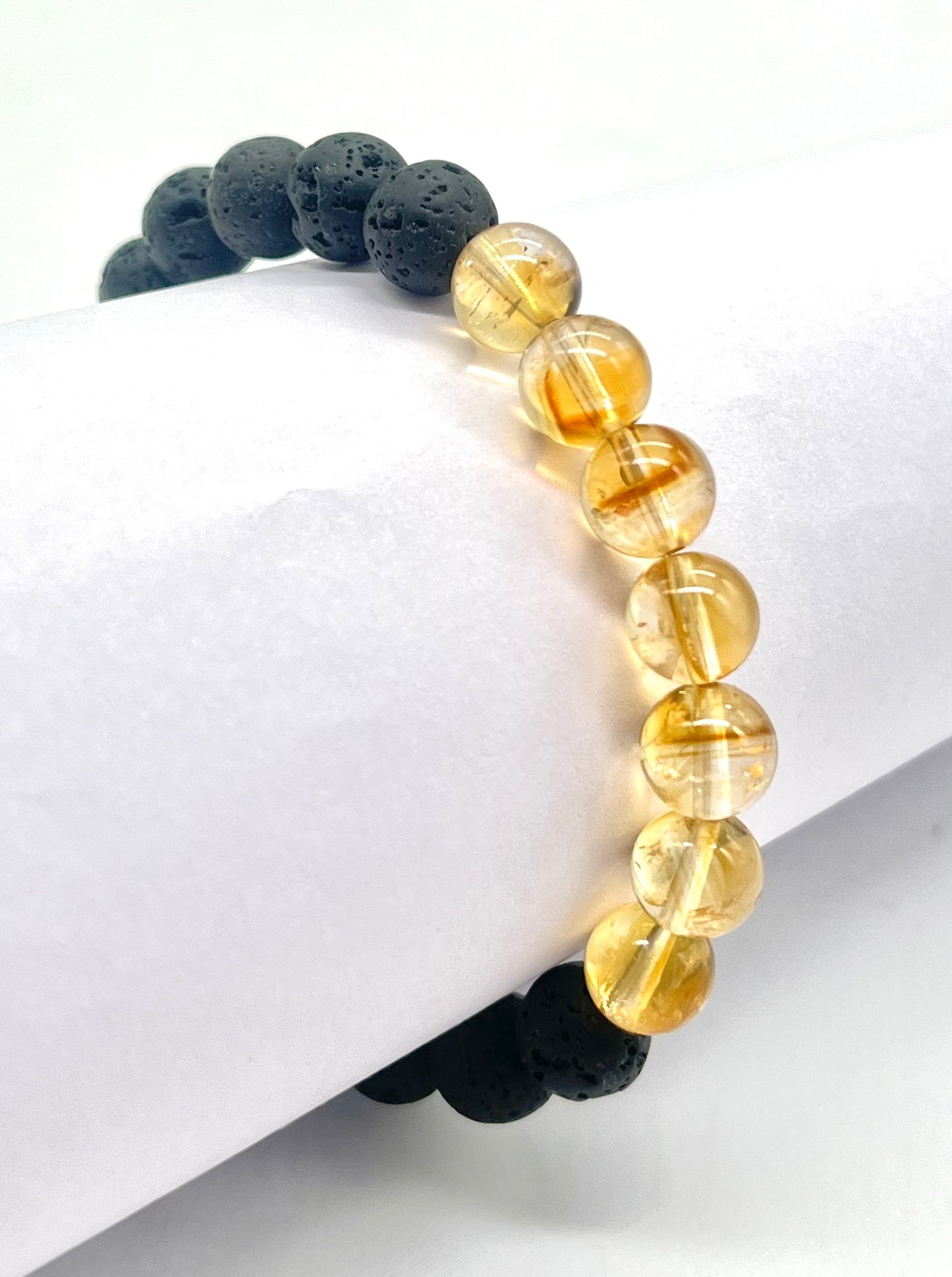 Citrine Lava Stone Bracelet - Astrology Jewelry for Solar Plexus Chakra, Abundance & Success Manifestation