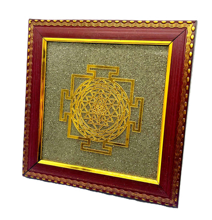 Money magnet pyrite frame shri yantra good luck charm